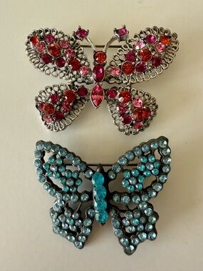 Two beautiful vintage Butterfly brooches